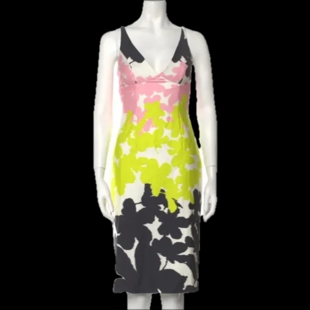 Milly Sheath Dress Pink Lime/Yellow Black Dress
